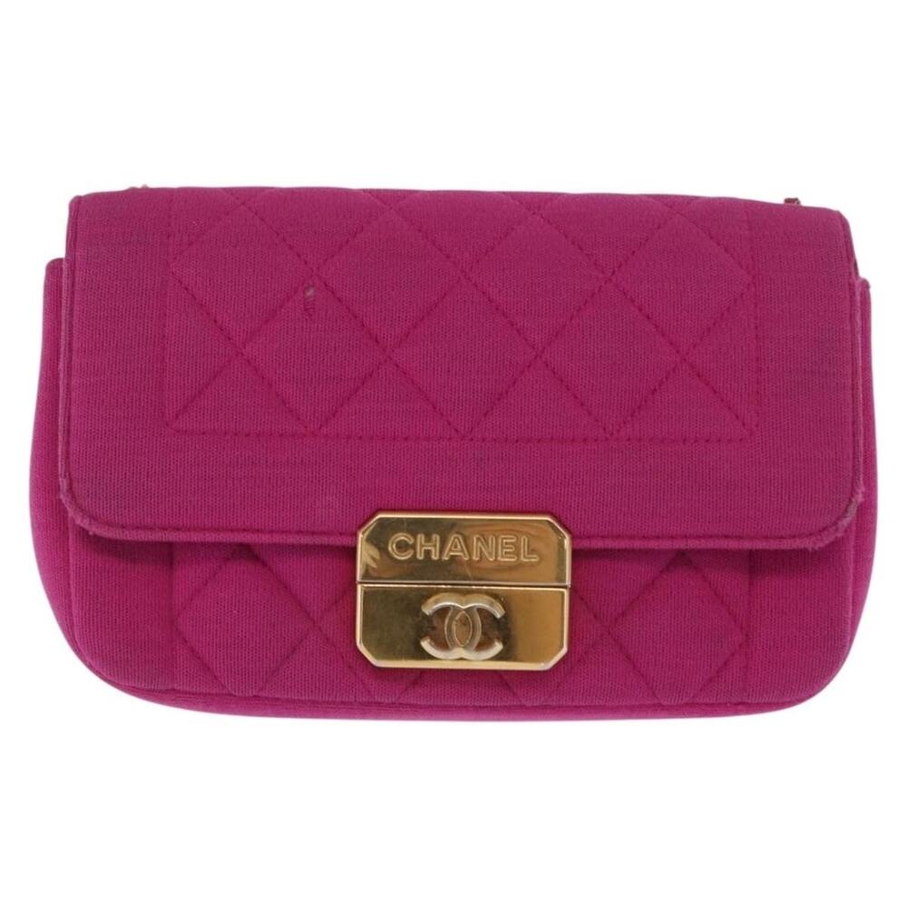 Chanel Matelasse Cotton Chain Shoulder Bag Pink